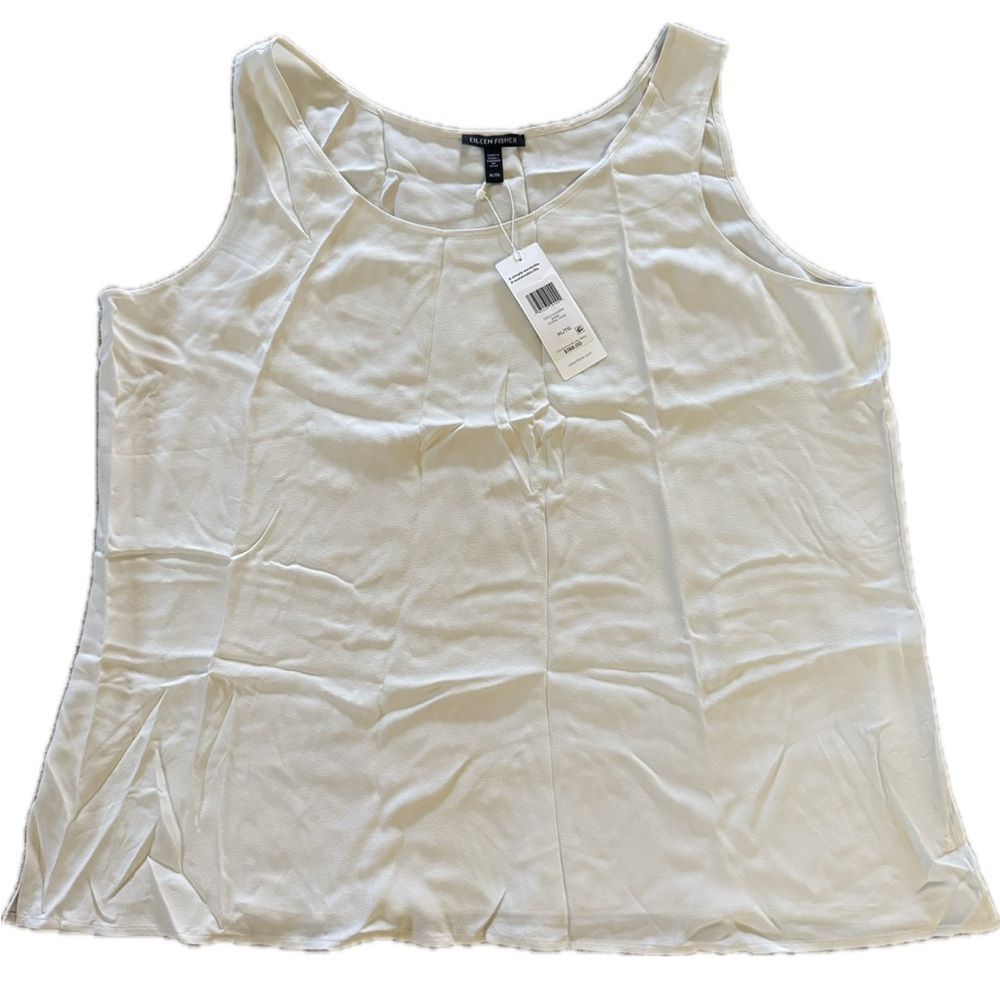 $188 NWT Eileen Fisher 100% Silk Georgette Crepe Scoop Neck Tank XL - Picture 8 of 10